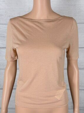 NWOT Abercrombie & Fitch Warm Sand Beige Boat Neck Stretch Knit Top Size S